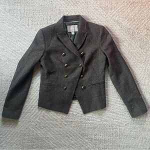 Banana Republic Dark Green Tweed Double-Breasted Blazer